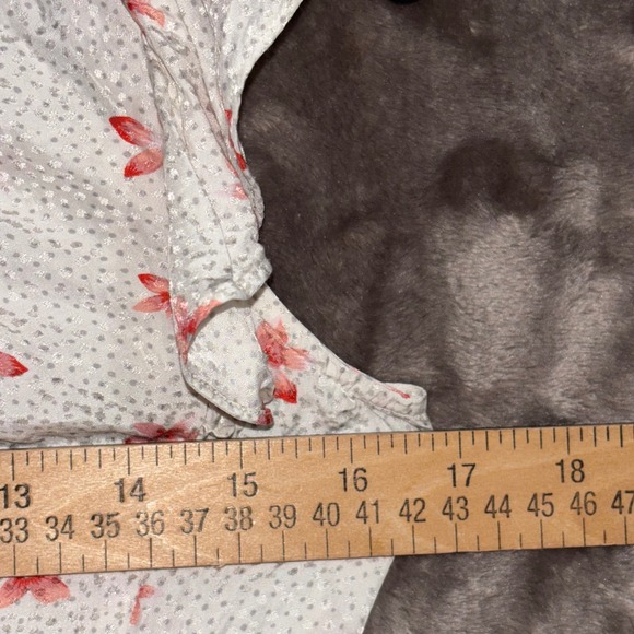 Rebecca Taylor Floral‎ Silk Blend Blouse Top Size 0 XS White Pink Short Sleeve - Picture 8 of 8